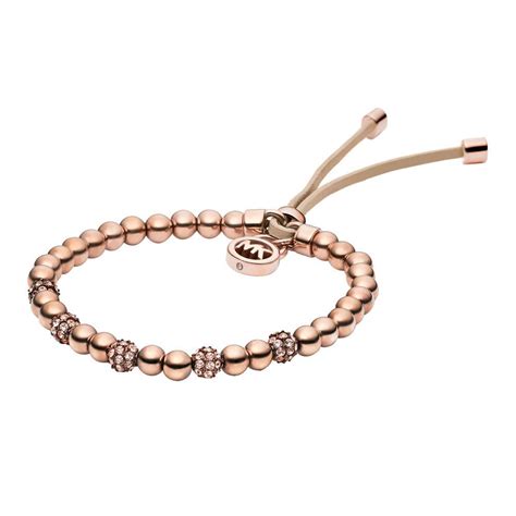 michael kors bracelet rose gold tone beaded leather bracelet|Michael Kors bracelet sale.